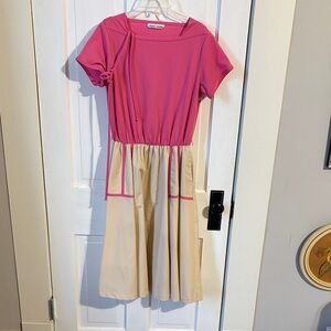 VTG Toni Todd Elegant Pink and Cream Casual Dress‎